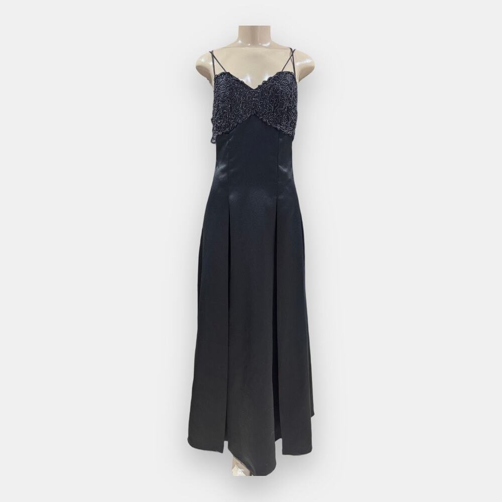Vintage De Laru Black Formal Spaghetti Strap Long Dress Grunge Whimsigoth Y2K